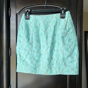Diane von Furstenberg Aqua Eyelet Skirt with Pockets
